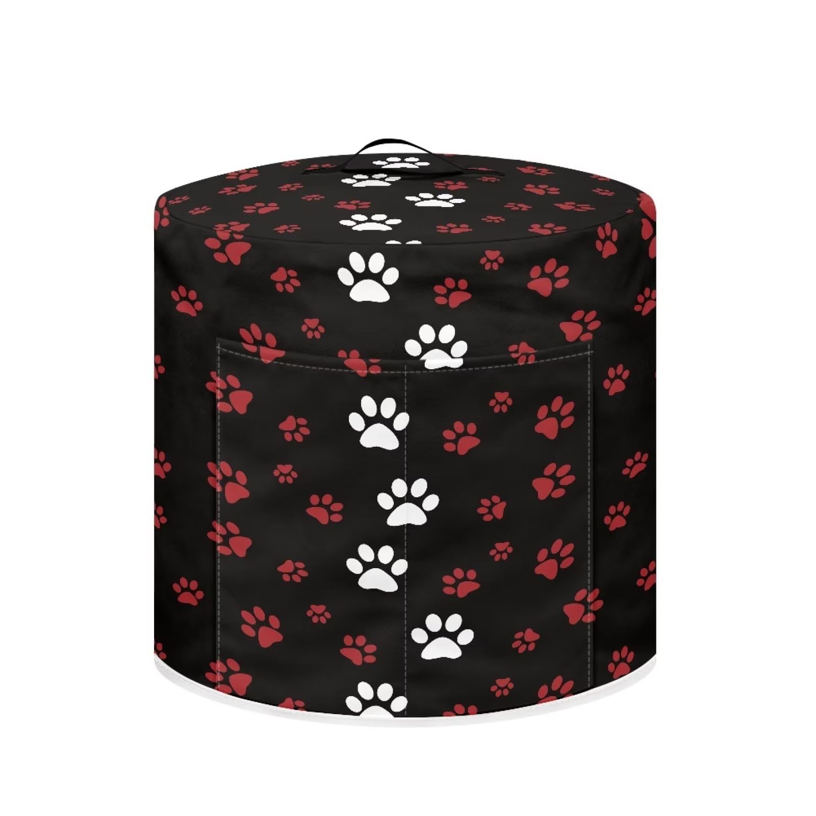 GLENLCWE Red White Dog Paw Print Protective Cover Bag with Pocket and Handle for Electric Pressure Cooker Rice Cooker,Dust Cover for Electric Kitchen Appliance