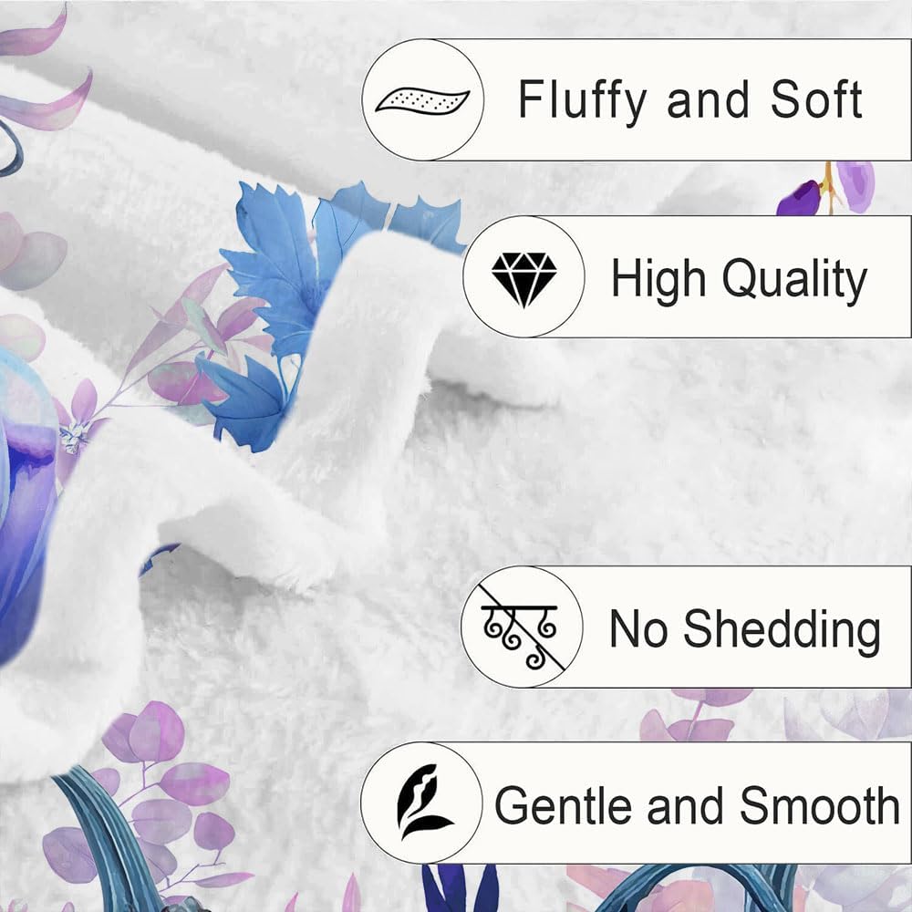 Fall Pumpkin Throw Blanket, Autumn Thanksgiving Cozy Flannel Blanket with Watercolor Pumpkins Eucalyptus, Soft Warm Plush Blanket for Couch Sofa Bed Chair Dorm Home Decor