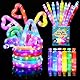Piucrty 12 Stück Mitgebsel Kindergeburtstag 2022 LED Pop Tubes Fidget Toys Knicklichter Armbänder Party Deko Set Leuchtstäbe Buntes Festival Zubehör Sensorik Spielzeug Kleine Silvester Geschenke