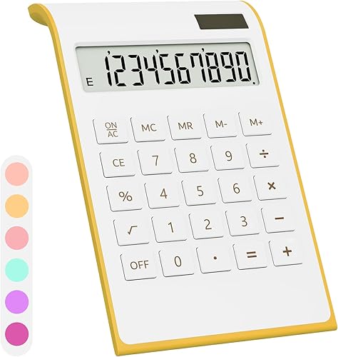 Miniatura 12 de Calculadora rosa intenso, suministros y accesorios de oficina UPIHO Hot Pink, calculadora de oficina básica de batería solar de 10 dígitos con Rosa