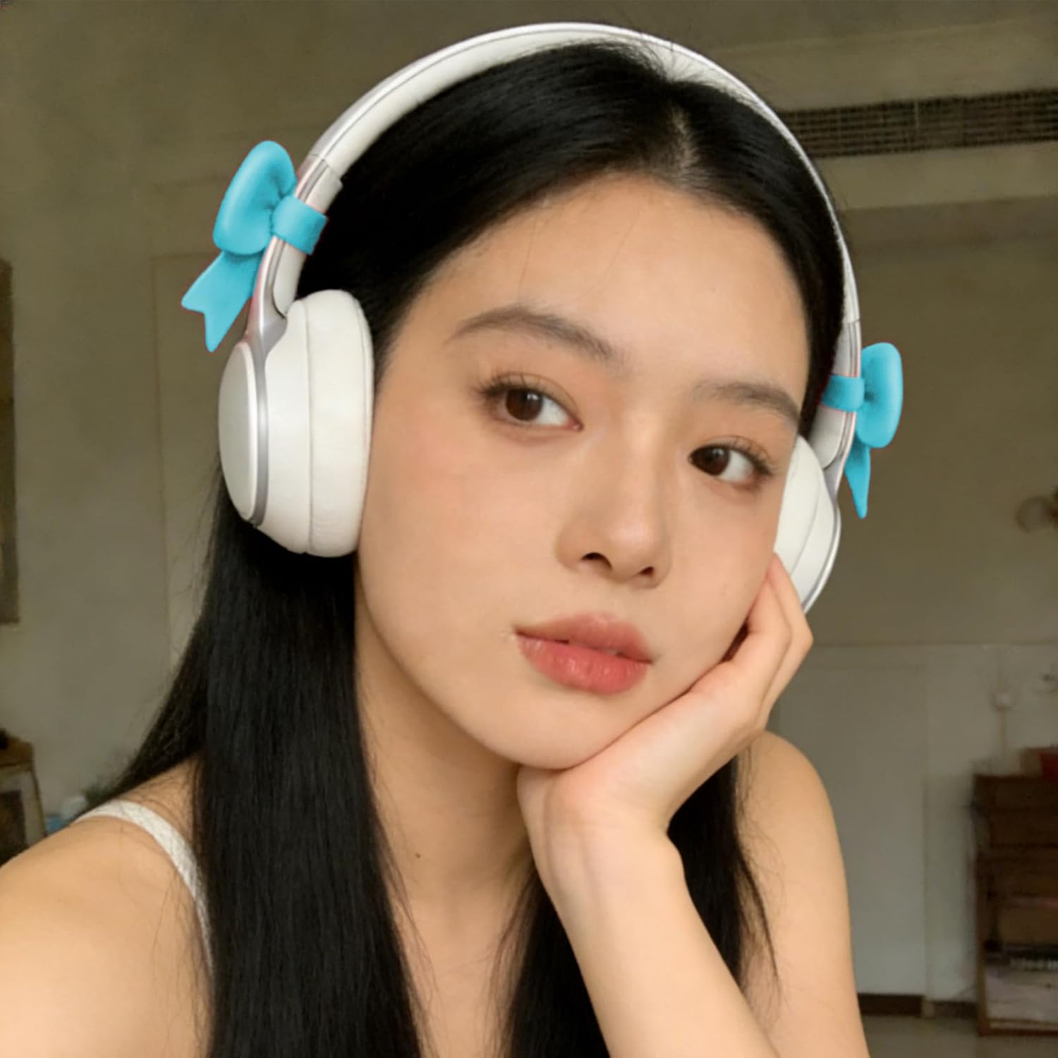 2-Pack Sky Blue Cute Bow Covers for Headphones Bow Headset Accessories image 5