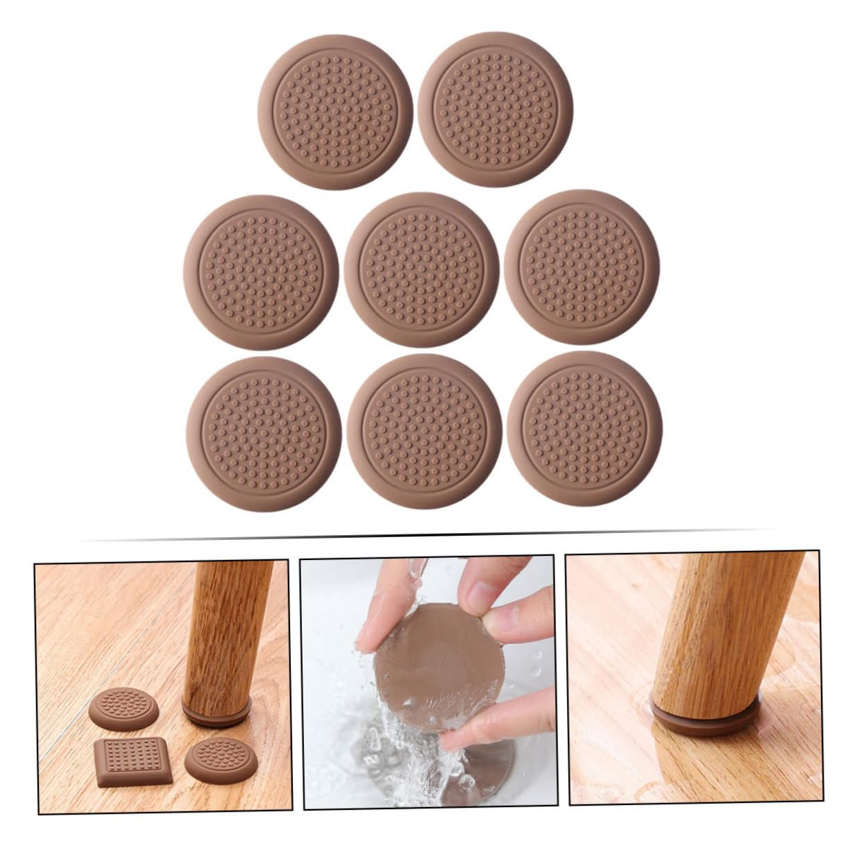 Gadpiparty 5 Set Tovaglietta Tappeto Salvapavimento Gambe Di Ricambio Per Sedia Costumista Tappi Piedini Da Tavolo in Silicone Tappetini Salvapiedi Per Mobili Gel Di Silice Brown 8 Pezzi*5