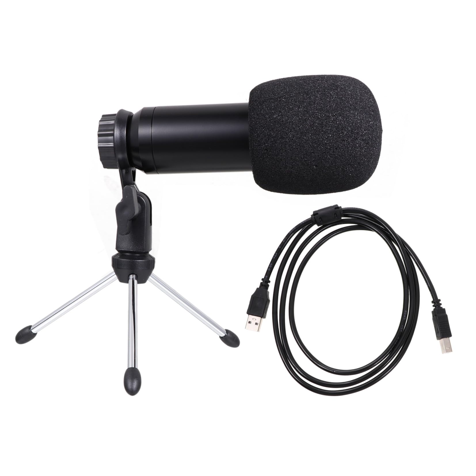 1Satz USB Kondensator Mikrofon mit Mikrofonstativ für PC Laptop Podcast und Geräuscharm Leicht zu Installieren Teiliges Zubehör Schwarzes Netz