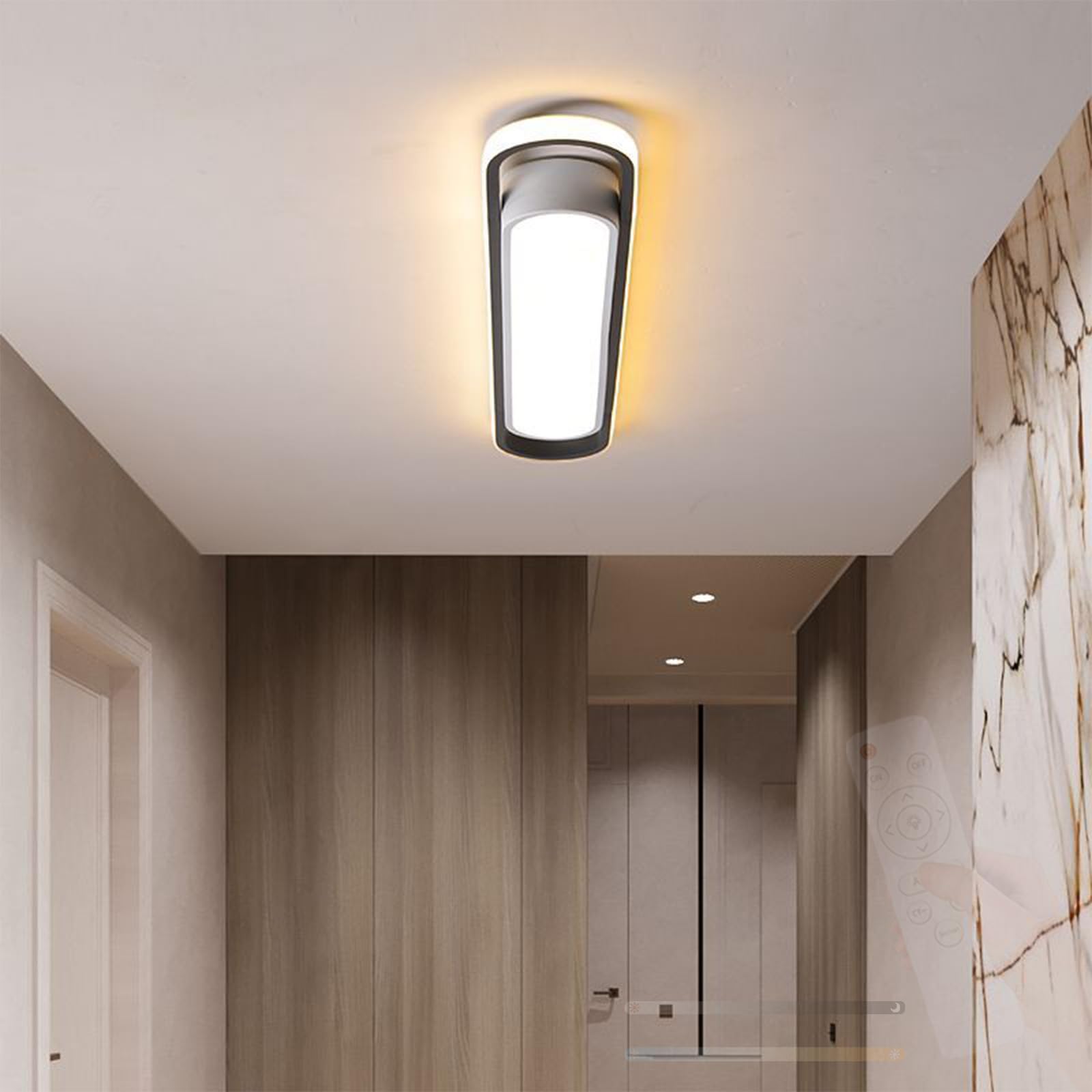 Plafonnier noir + blanc géométrique au design architectural épuré - 8
