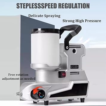 Airless Paint Sprayer, 2.5L/Min Paint Sprayer,with 3 Adjustable Speed, 2L Capacity, 5m Hose, Wall Sprayer, Portable Airless Paint Sprayer,36X16X33.5cm,110V