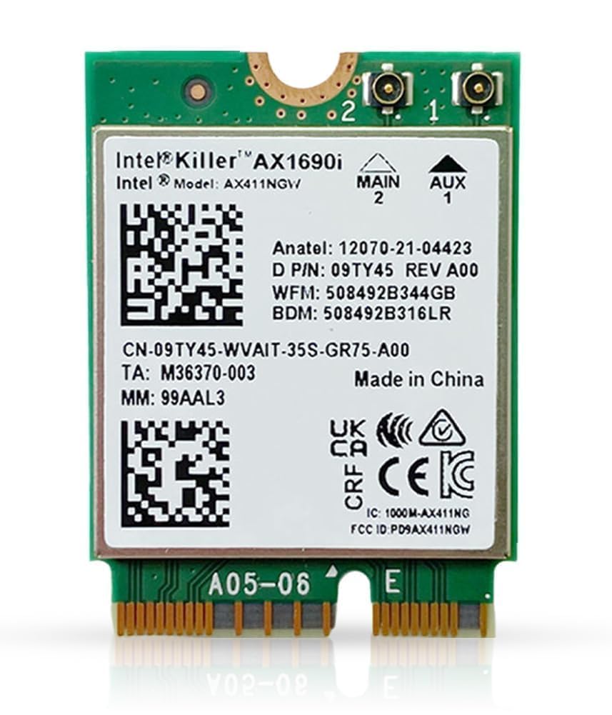 AX1690i Killer Series Upgraded WiFi 6E Adapter | Gaming WiFi Adapter | CNVio2 M.2 Wifi Card | 3.0 Gbps WiFi for PC | Bluetooth 5.3 Support | Requires Intel 12th+ Gen CPU