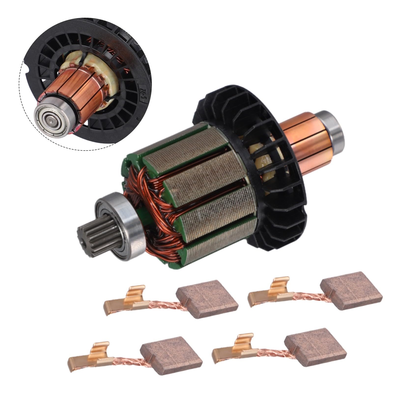 Motoranker Rotor 619380-9 619583-5 mit 194427-5 CB-440 Kohlebürste 13x13x10mm kompatibel mit Makita DDF482 DHP482 DHP482RAE DHP482Z DDF482RME DHP482RME DDF482RFE Bohrschrauber 5 St
