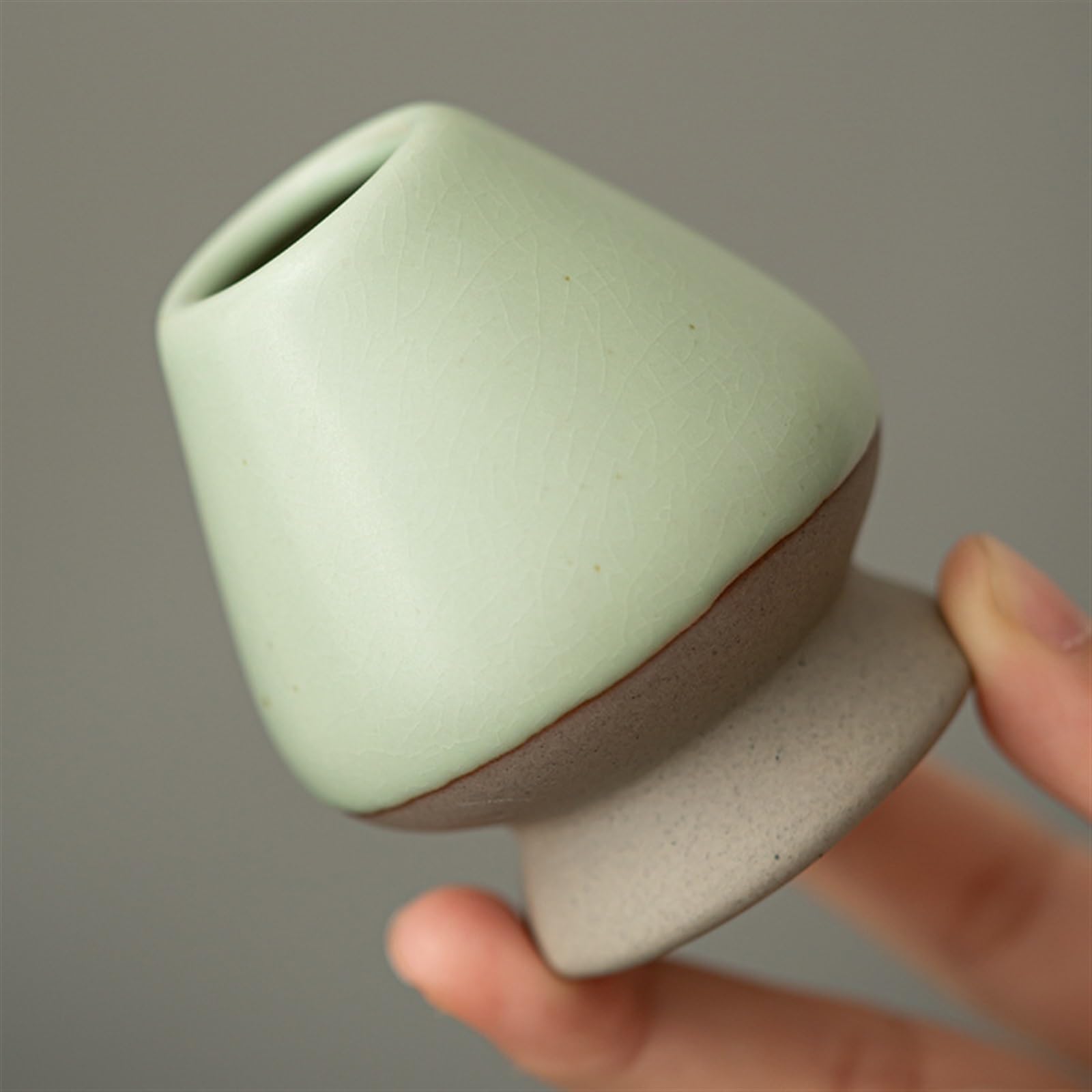 Bambú Te Matcha Kit, Hecho a Mano Cuchara Cerámica Horno Ru Cuenco de Matcha Soporte Japonés Kit de Matcha Juego de 4 Piezas Fiesta del Té Amantes Regalo Imprescindible(Brown)