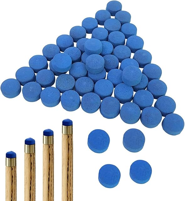 Xiaowenmy 50 Pieces Pool Billiard Cue Tips, Cue Tip Replacements for Pool Cues and Snooker-Blue