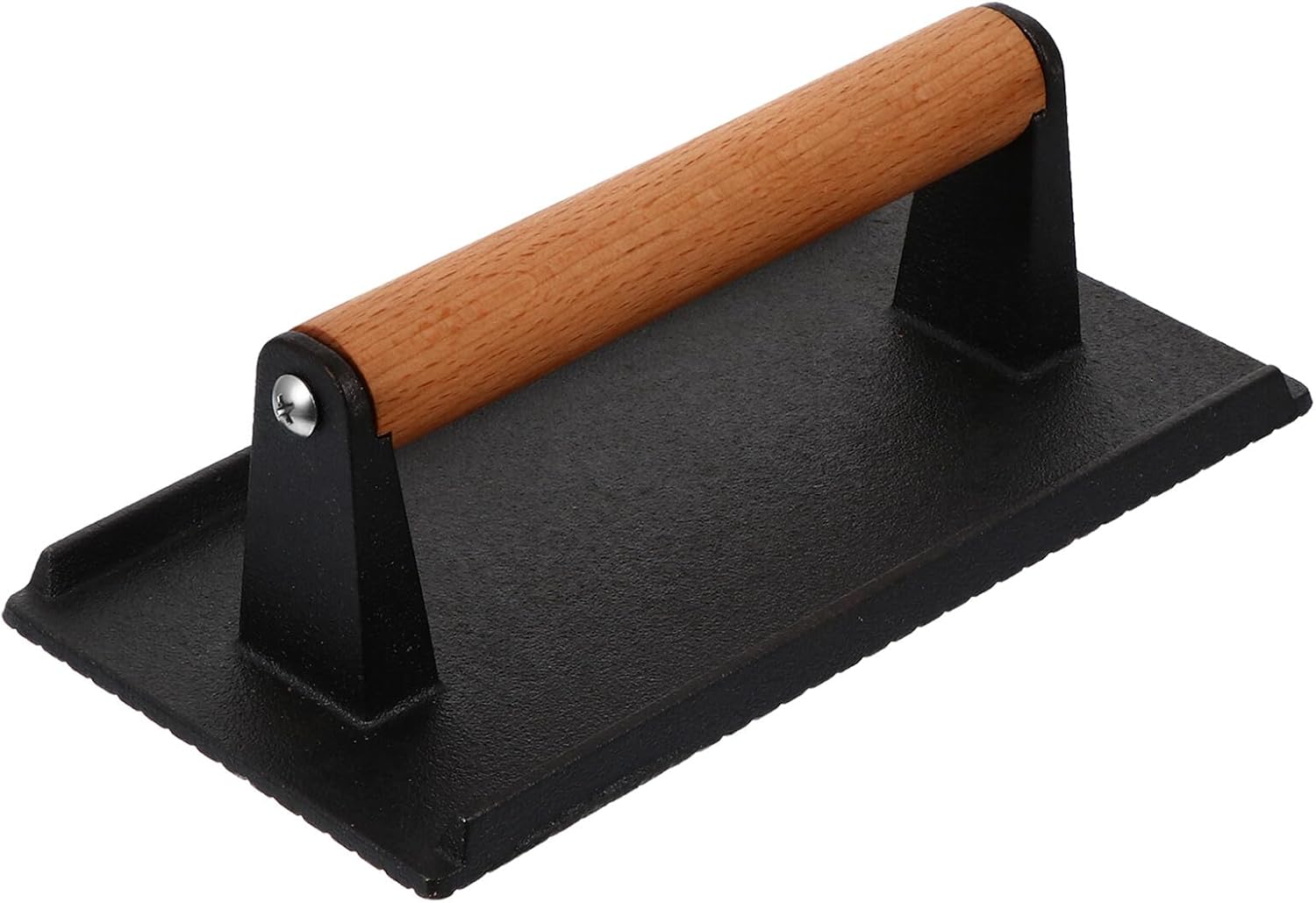 Multipurpose Cast Iron Steak Press Plate with Wooden Handle Heavy-duty Meat and Bacon Griddle Press Healthy Fat-reducing Bbq Cooking Tool for Burgers Steaks and Sandwiches