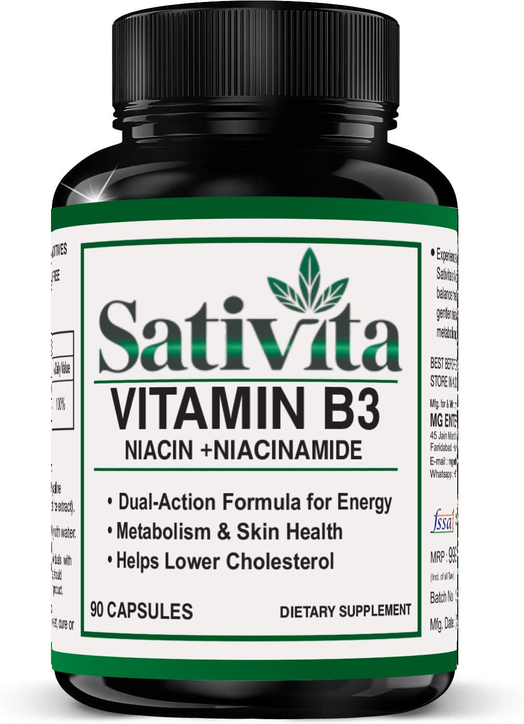 [BRSREAD5DEIQE3I6] Niacin + Niacinamide (Vitamin B3) – Healthy Skin, Hair, Nails & Energy Support – 90 Capsules