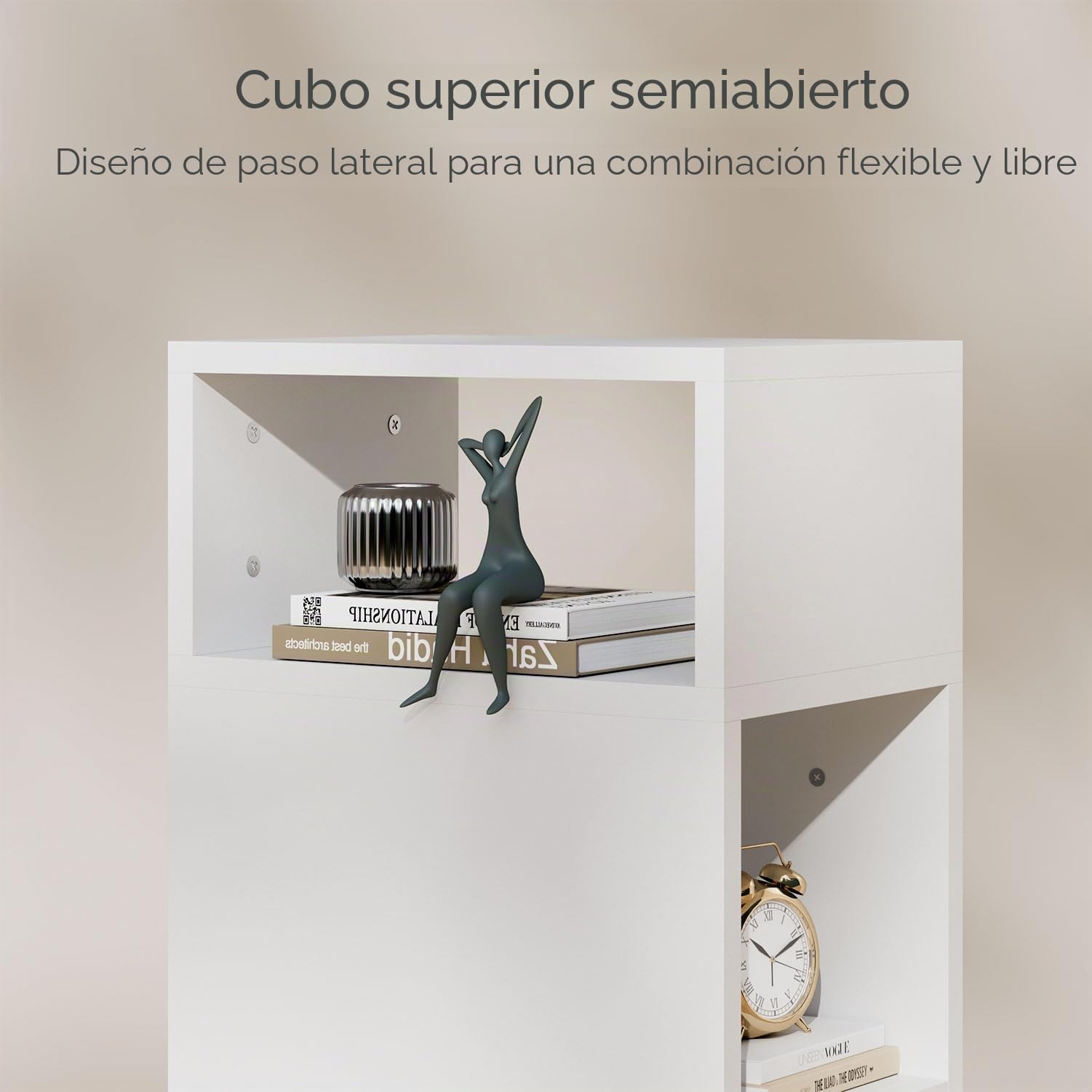 IBUYKE Juego de 2 Mesita de Noche Estrecha, Mesilla de Noche Pequeñas con 2 Compartimentos y 1 Cajón, 20x29x55 cm, Mesa Auxiliar para Dormitorio, Salón, Blanco WNS006W-2