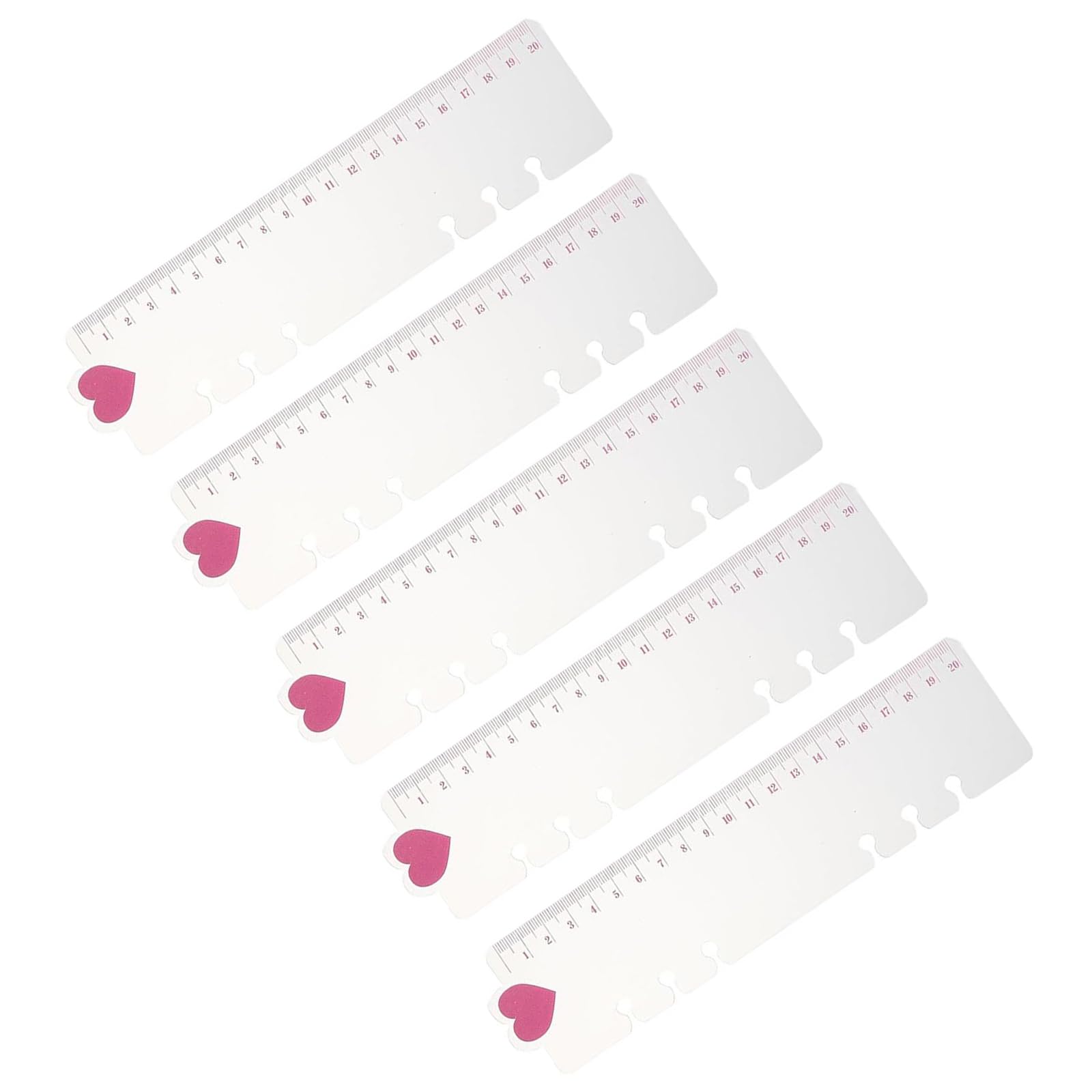 5Pcs Heart-Shaped Binder Ruler 6 Hole Pre-Punched Page Divider for Planner Bookmarks