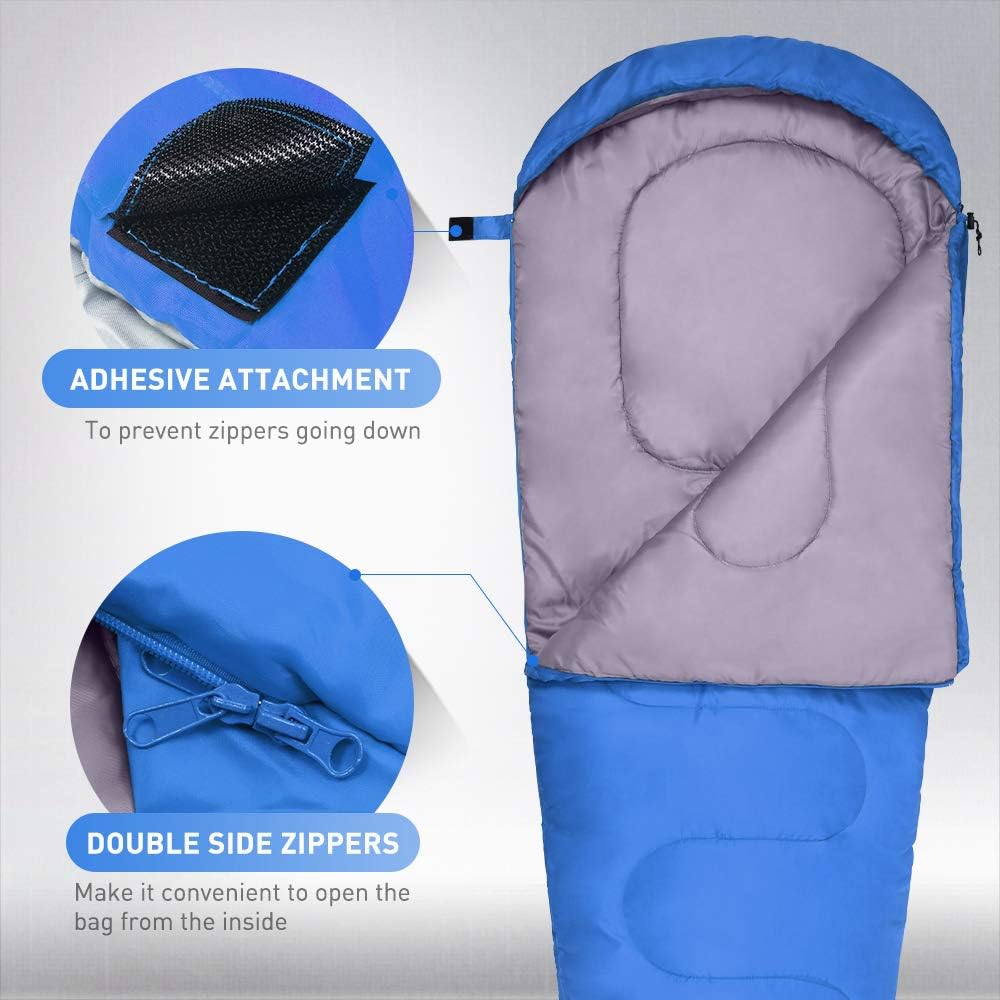 JBM Camping Sleeping Bag with Compression Sack, Lightweight and Waterproof Comfort Adults & Kids Sleeping Bags for 4 Seasons Camping/Traveling/Hiking/Backpacking/Outdoor