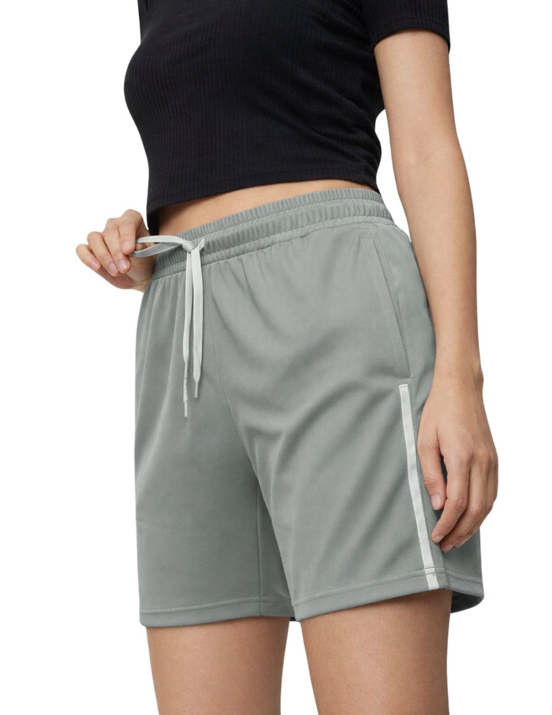 mack jonney Women’s Sports Shorts with White Side Stripe | Quick-Dry Gym & Running Shorts | Elastic Waist with Drawstring | Regular Fit Activewear-picture-21