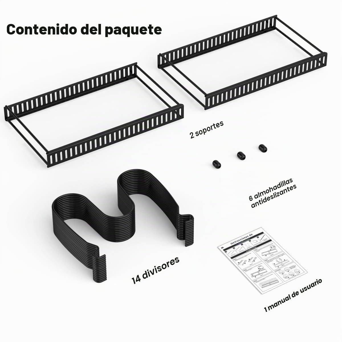 Housolution Organizador de Ollas y Sartenes, Extensible Organizador Tapas Ollas con 14 Compartimentos Ajustable, Soporte Tapas Ollas y Sartenes para Cocina, Negro