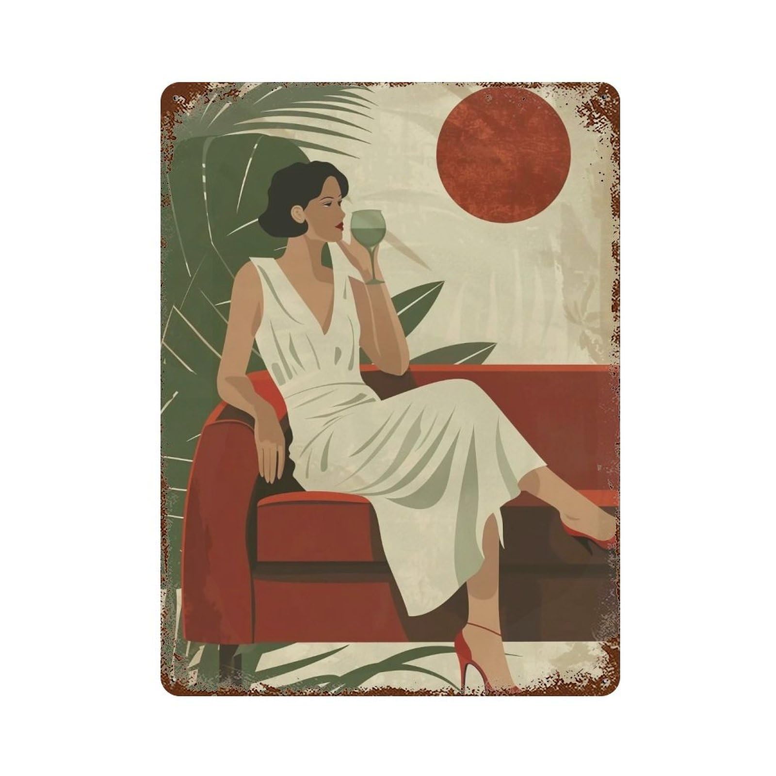 FHUYEURHRY Tropical Elegant Woman 01 Wall Decor Retro Iron Vintage Art Metal Tin Sign Poster Modern Home Cofffee Club Art Bar Shop Decorations Style 40x30cm