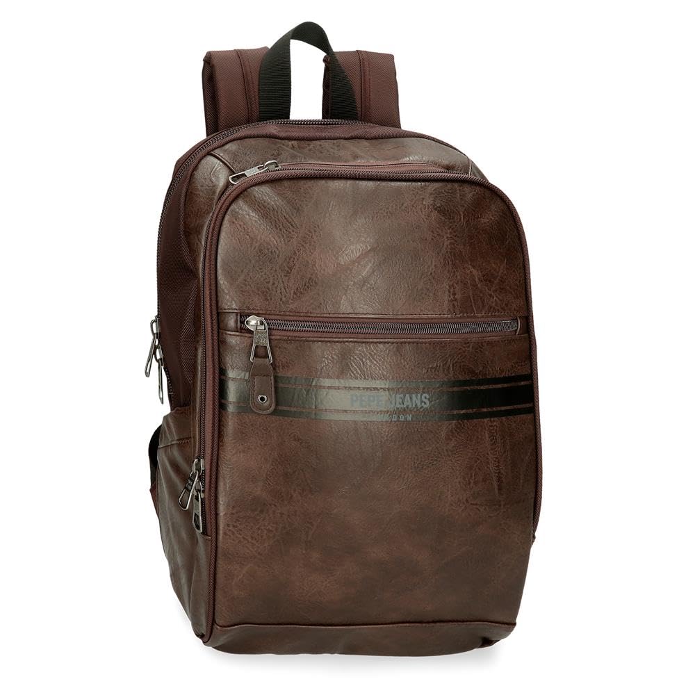 Pepe Jeans Horley Mochila Doble Compartimento Adaptable Marrón 25x37x10 cms Poliéster 9,25L
