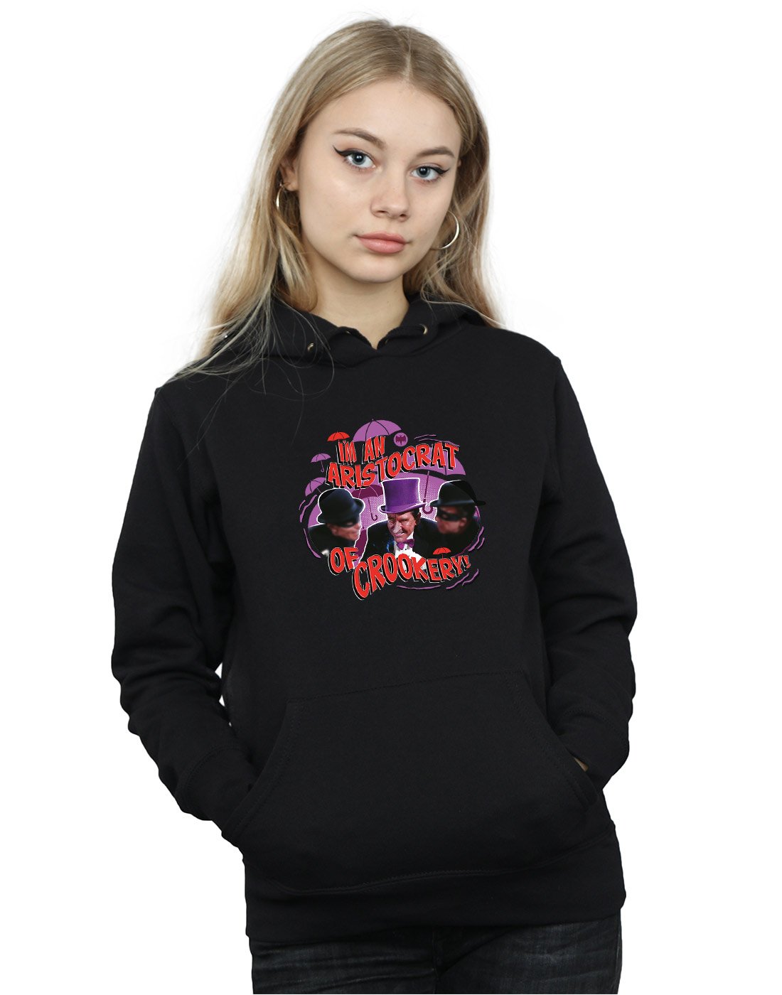 Absolute Cult DC Comics Women's Batman TV Series The Penguin Aristocrat Hoodie Black Medium