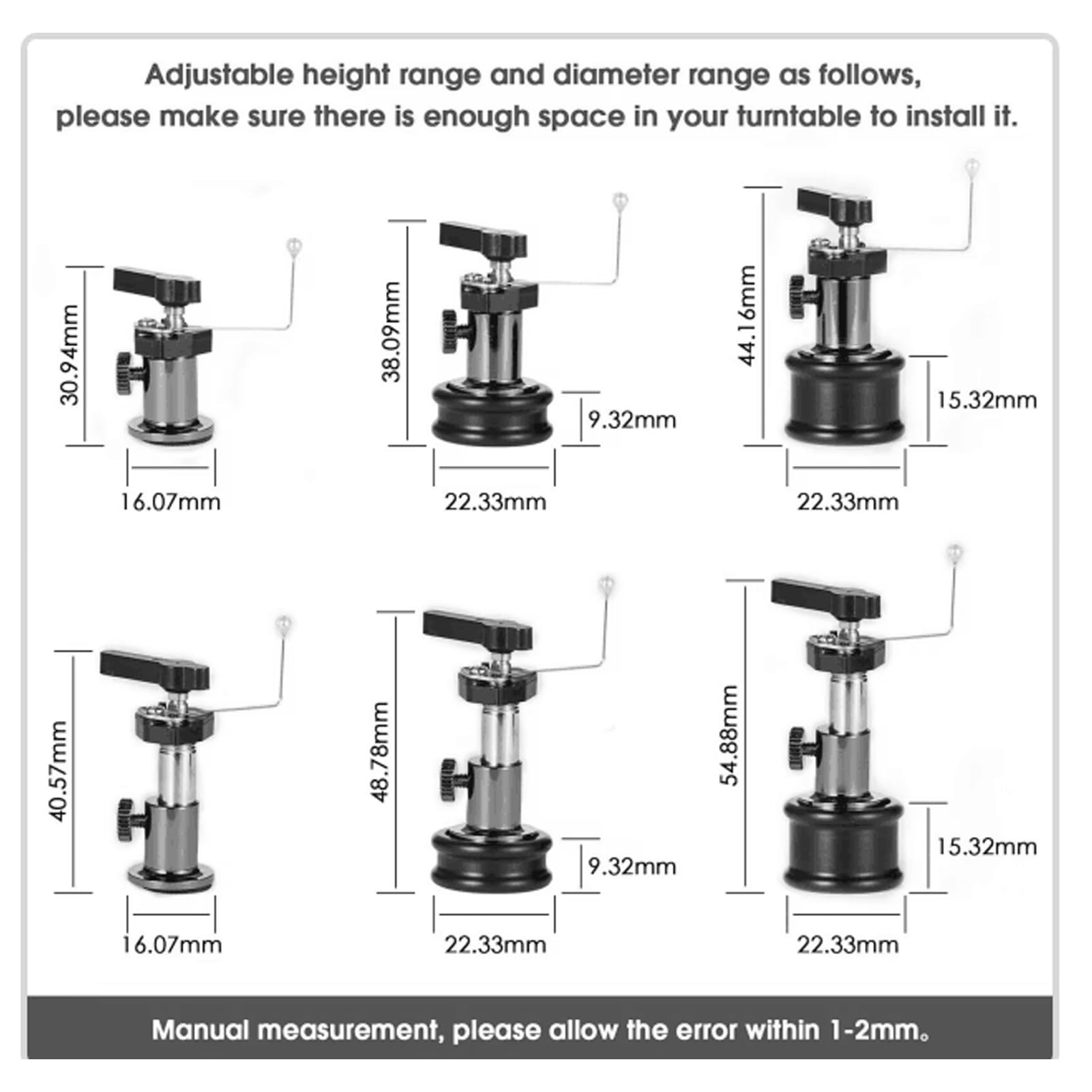 Sollevatore Automatico di Sicurezza per Braccio di Fascia Alta per Accessori per Giradischi in Vinile con Disco Giradischi, Altezza Regolabile per Tutti i Bracci, Materiale ABS in Alluminio