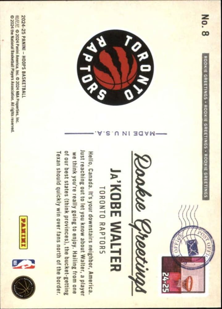Amazon.com: 2024-25 NBA Hoops Rookie Greetings #8 Ja'Kobe Walter