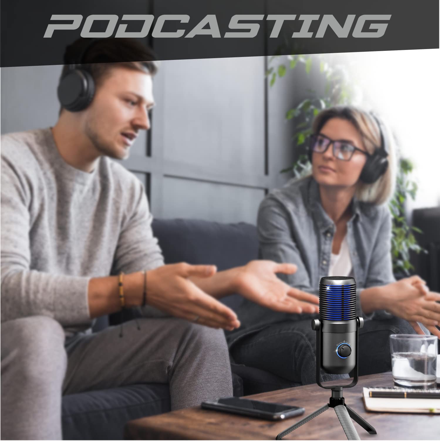 Spirit Of Gamer - EKO 900 - Micro Gaming USB à Double Condensateur avec Trépied Antidérapant - Microphone Idéal pour Enregistrement de la Voix, Streaming, Podcast et ASMR - Compatible PC et Mac