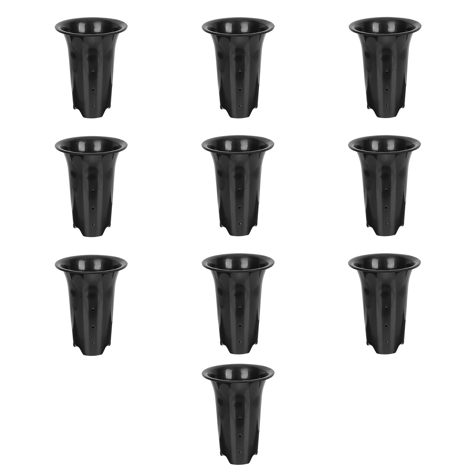 Anneome Lot de 10 Pots pour Orchidées en Plastique Noir Respirants et Robustes, Design Simple, Hauteurs Adaptées pour Contrôle des Racines, pour Plantes D'intérieur