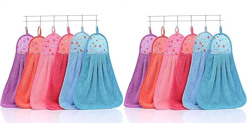 Linen Basics 200 GSM Soft Microfiber Hand Towel for Wash Basin with Hanging Loop Kitchen Napkins Quick Dry & Highly Absorbent Bathroom Hanging Towel (44x24 cm, Multicolor) (Pack of 4)