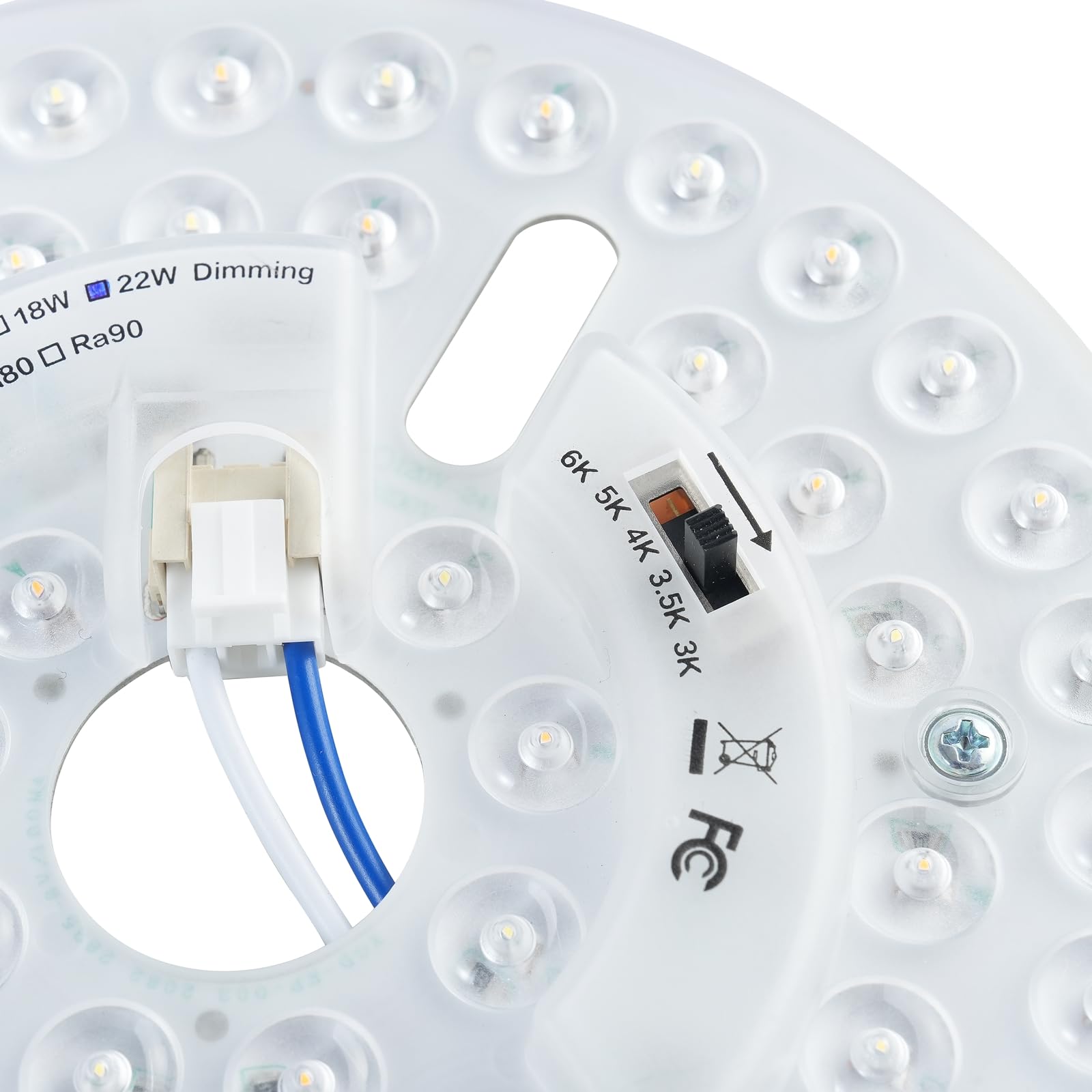 Kit de actualización de luz LED para ventilador de techo de 6.3 pulgadas, 22 W, 2800 lm, panel de repuesto de luz de techo, PCB, interruptor 5CCT 3000K 3500K 4000K 5000K 6000K, 120V, ETL, 4