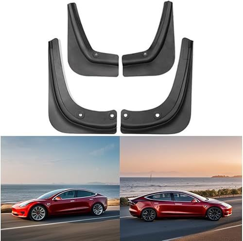 StarYtbl - Juego de 4 aletas de barro mejoradas para Tesla Modelo 3, protectores contra salpicaduras de alta resistencia, sin taladros, delanteros y