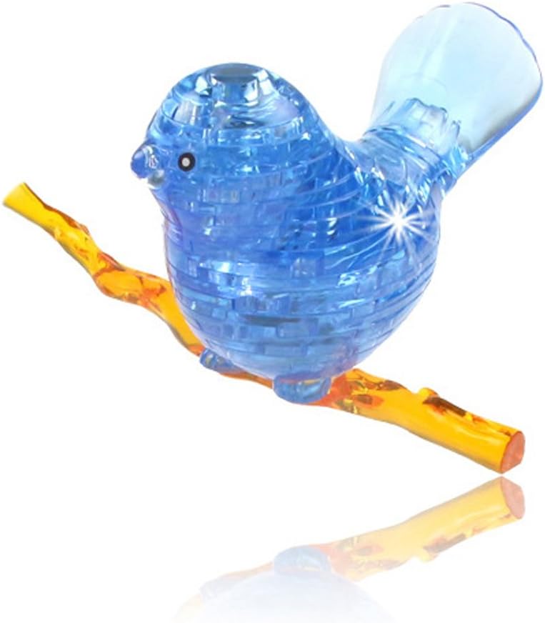 50 Pieces 3D Crystal Puzzle Blocks Assembly Bird for Teens, Cute 3D Jigsaw Puzzle LED Shinning Light Birds for Children More than 6 Years Old [Blue]
