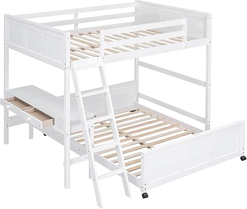 Miniatura 13 de Versatility - Litera individual sobre individual con escritorio y armario integrados, cama alta de madera maciza y plataforma independiente con