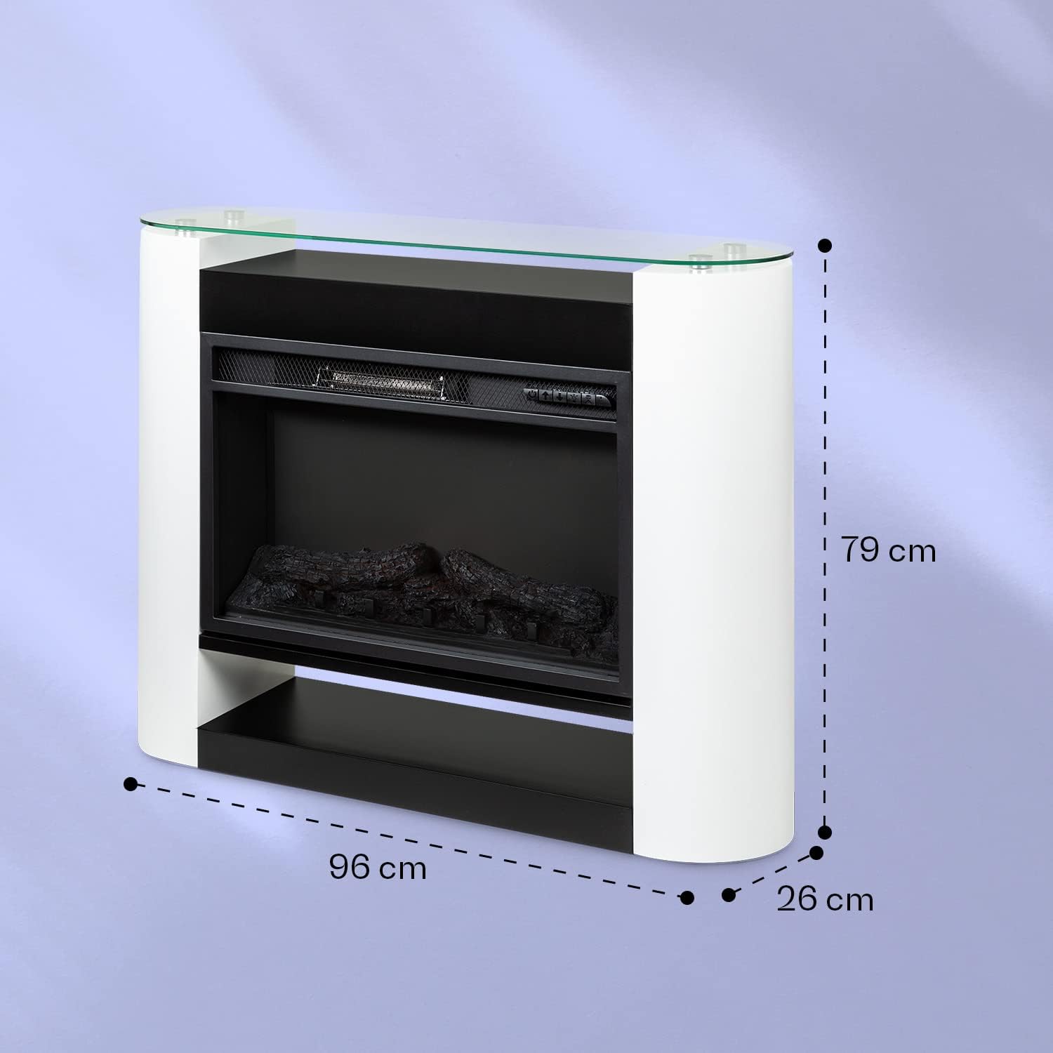 Diagram showing the dimensions of the Klarstein Electric Fireplace