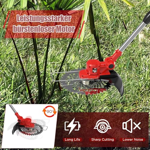 Akku Rasentrimmer für Makita-Akkus mit 5 Klingentypen Bürstenlose Rasentrimmer mit Unkrautbürste(ohne Akku)