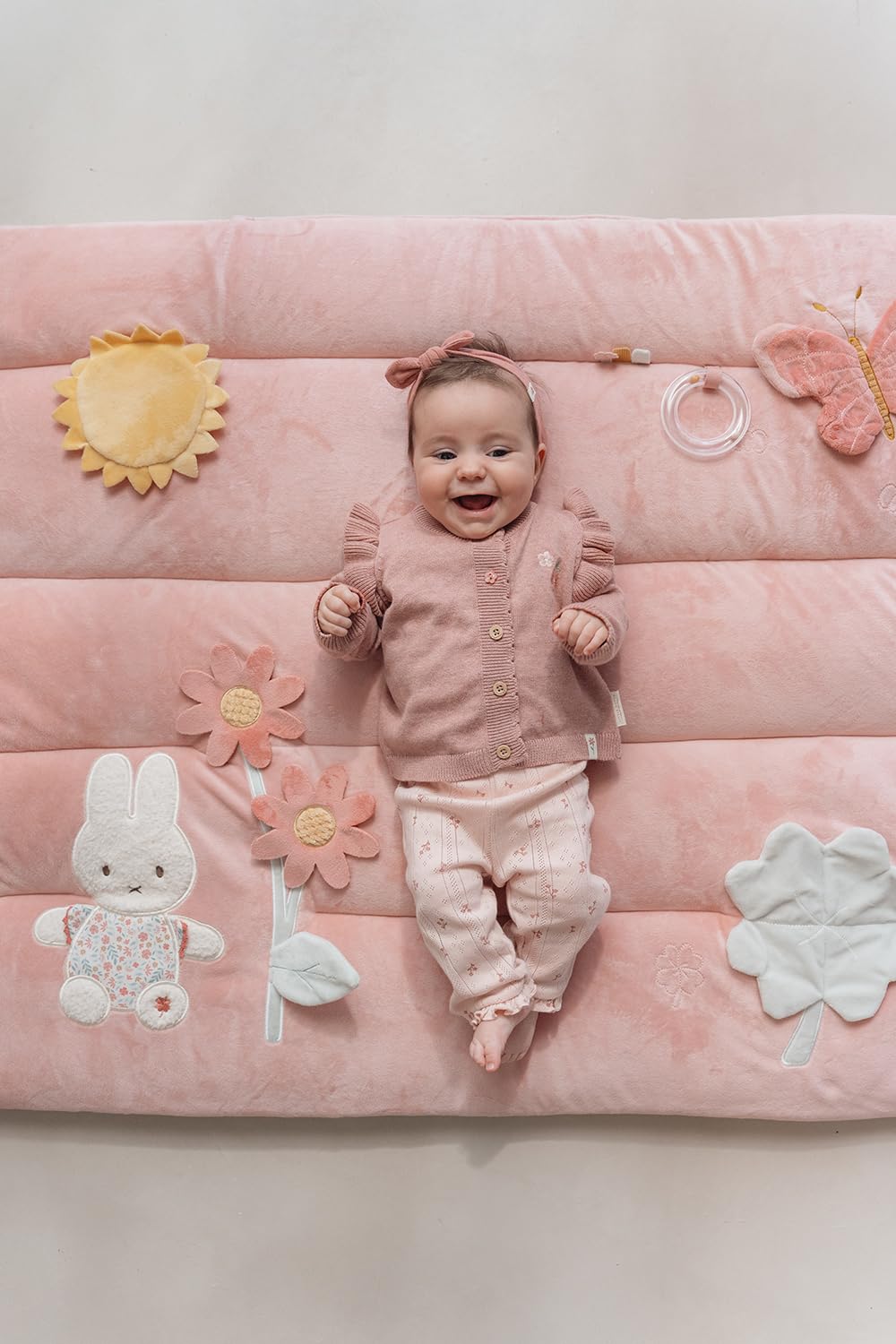 nijntje miffy x Little Dutch Krabbeldecke Spieldecke Activity Matte Baby (80x100 cm) Hase Miffy rosa - Lucky Blossom