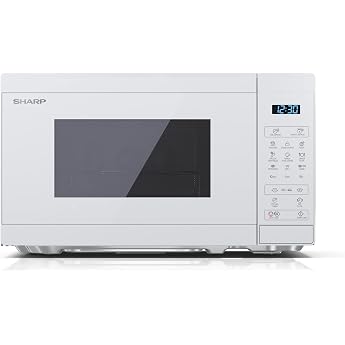 SHARP YC-MG02E-C 2-in-1 Microwave 1000 W Grill and 800 W Microwave 20 Litres 11 Power Levels 8 Automatic Programmes LED Cooking Chamber Lighting Freestanding Crystal White