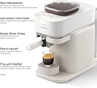 Vista 11 de Philips Baristina Espresso Machine - Real espresso, made simple. Compact coffee machine, natural white with white portafilter, 16 bar pump pressure