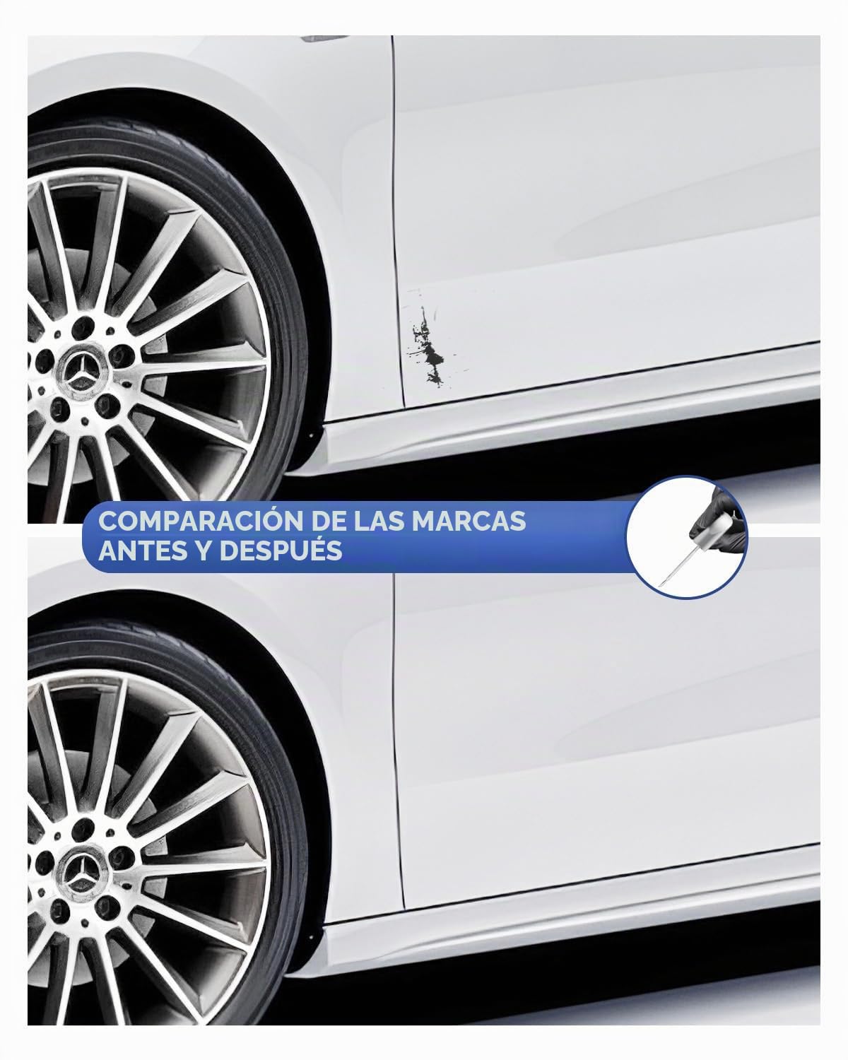 149/9149 blanco polar Kit de pintura de retoque para Mercede-Benz – Coincidencia exacta – retoque de arañazos y astillas