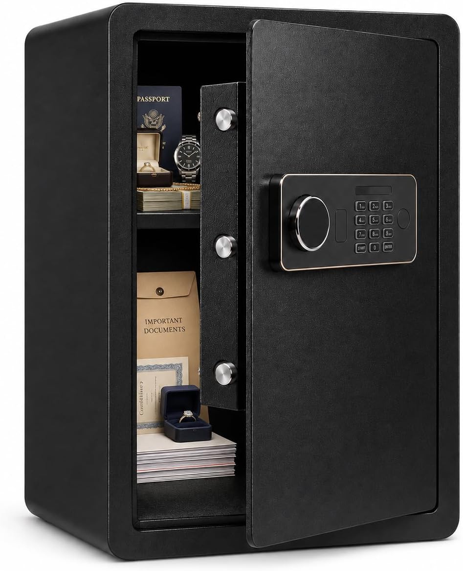 1.7 Cu Ft Steel Safe Box with Digital Keypad for Home and Office