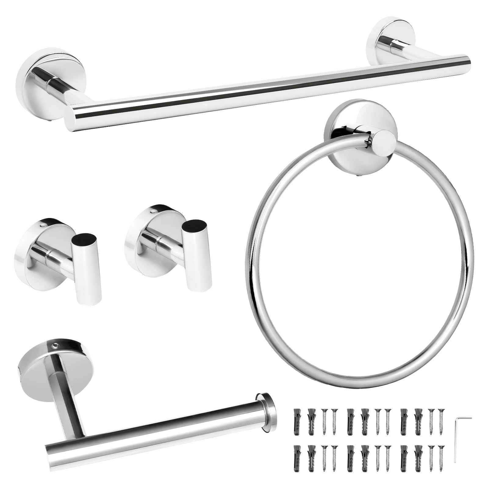 Polished Chrome 40CM Towel Rail 5 Sets, 12-0509