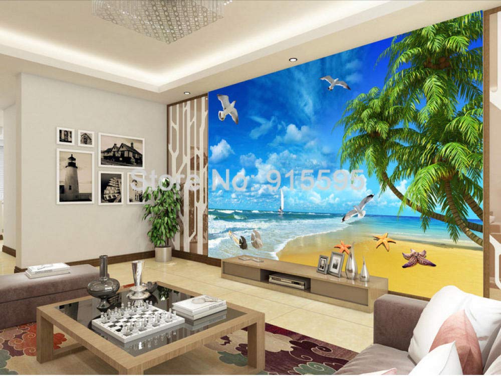 Peinture murale arbre vert WLLLO papier peint salon 3D 300x210 cm