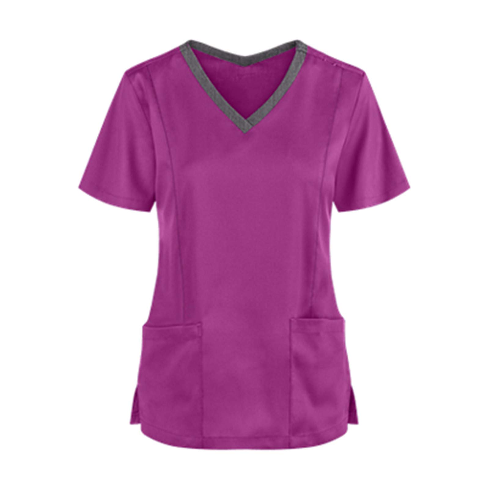 Plus Size Scrubs Tops Women's Short Sleeve Working Uniform Tunic T-Shirt Casual Healthcare Beauty Workwear Blouse