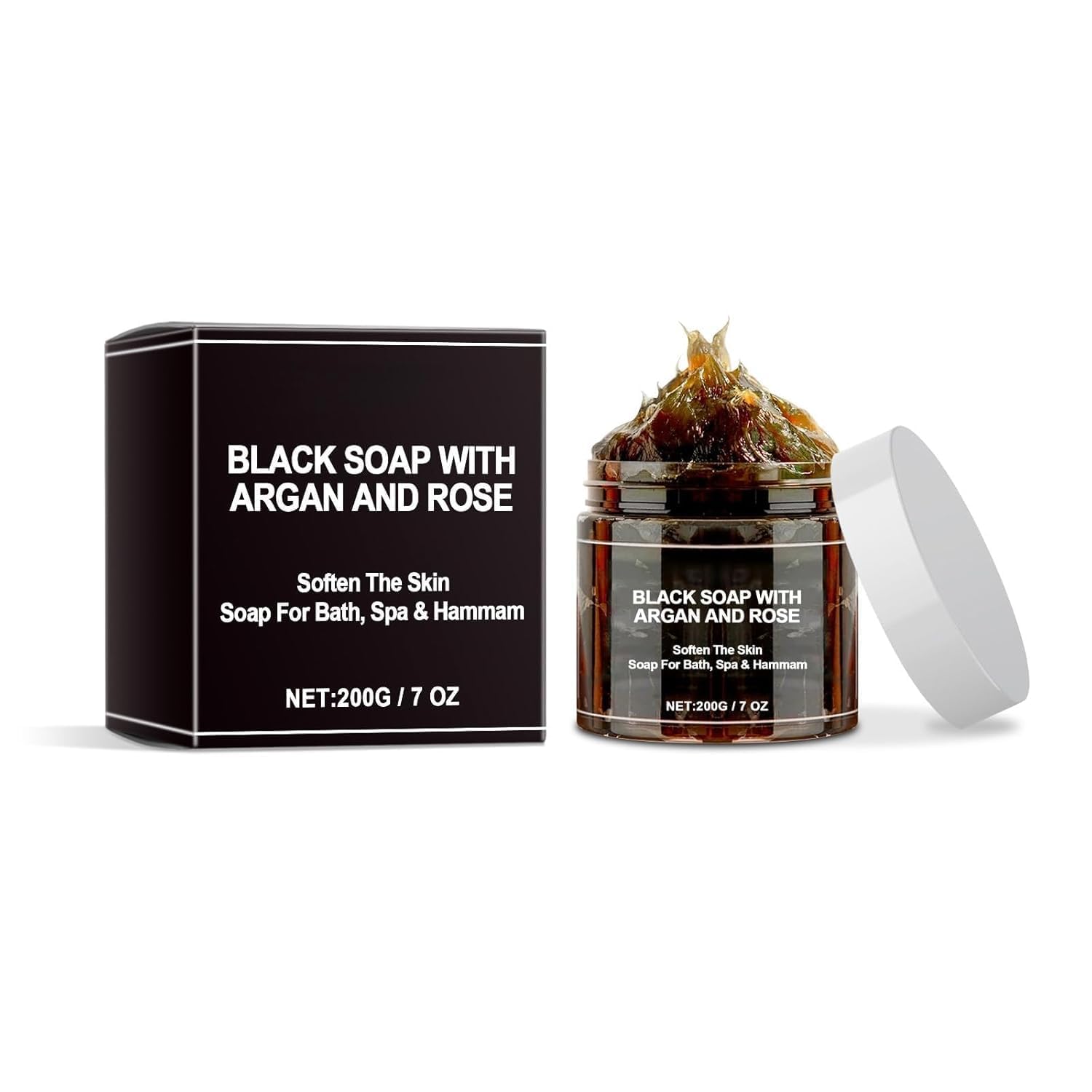 Black Soap with Argan and Rose Premium Moroccan Black with Argan Oil & Rose Extract for Bath, Spa & Hammam – Deep Cleansing Skin Softening Body Scrub (PACK OF 2)-image-45