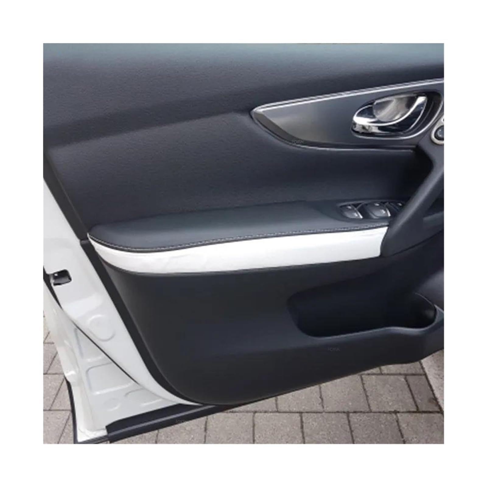 KMAGE Interior Door Handle 4 Pieces Car Door Armrest Handle Panel Cover Trim for Nissan for Qashqai J11 2016 2017 2018(Black-White Splice)