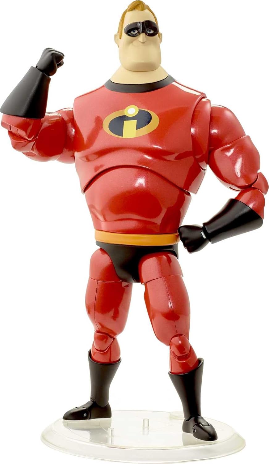 ​Pixar Spotlight Series Mr. Incredible Figure, Disney Pixar The Incredibles Movie Collectable, 8.2-in Tall, Articulation 3 Faces & 3 Sets Hands, Display Box Background & Stand