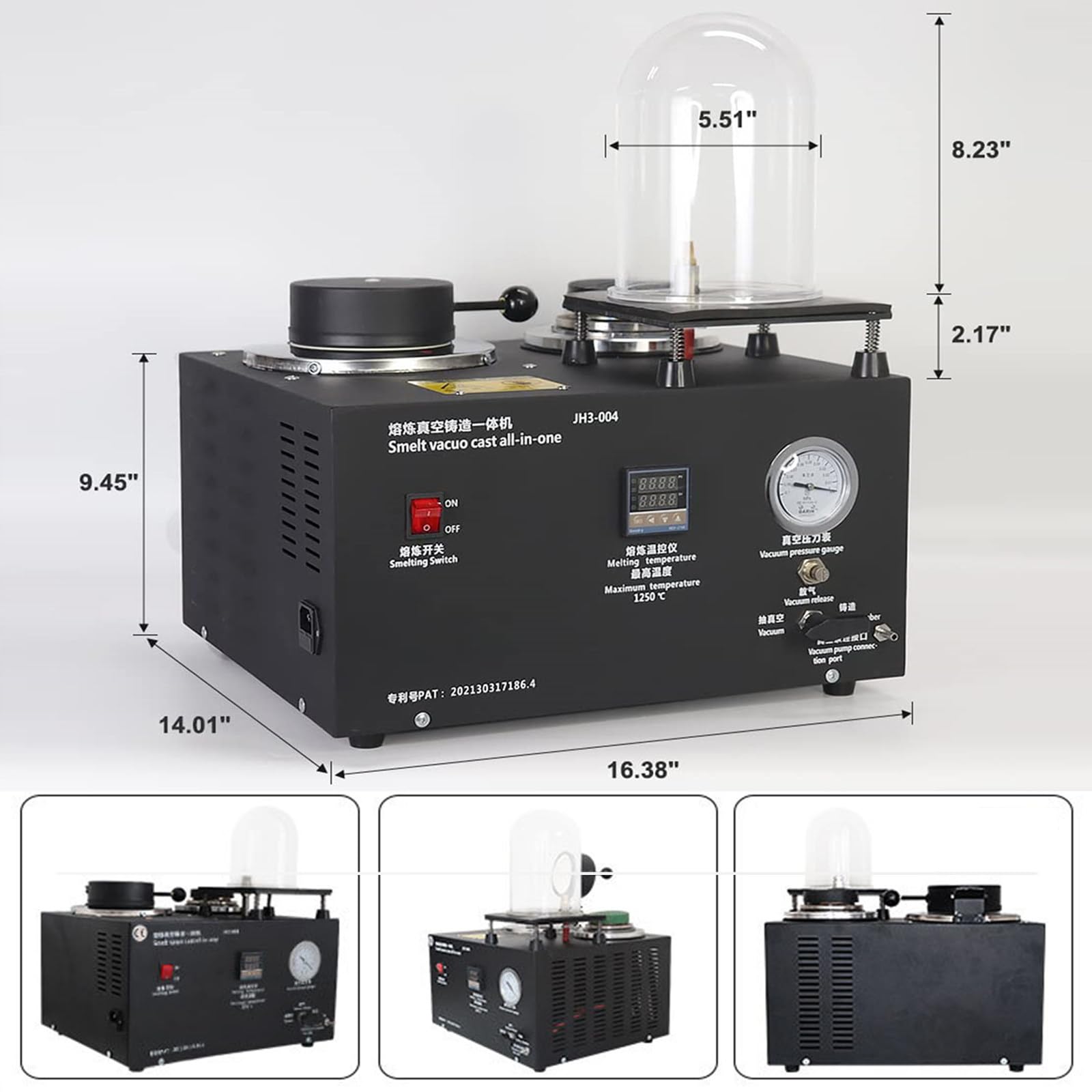 Machine de coulée 3 en 1, équipement de Fusion et de Vide, Machine de coulée sous Vide, Machine d'investissement de coulée sous Vide de 2 L, Affichage numérique jusqu'à 2 100 °F