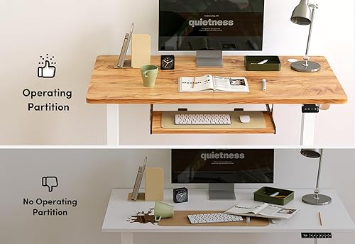 Miniatura 4 de BANTI Escritorio eléctrico de pie ajustable de 63 x 24 pulgadas de altura con bandeja para teclado, escritorio de pie con tablero de empalme, marco