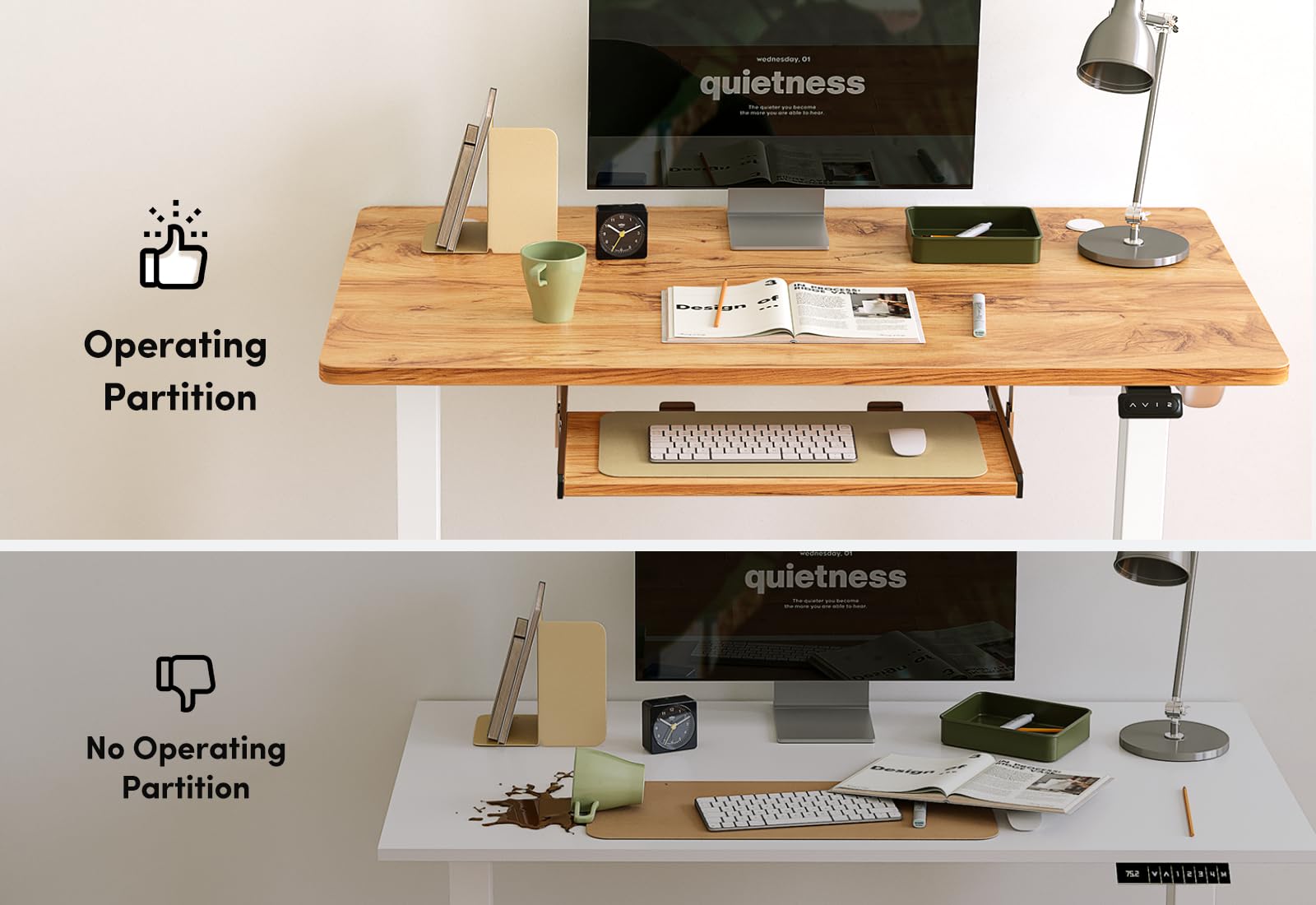 BANTI 55 x 24 Height Adjustable Electric Standing Desk with Keyboard Tray Sit Stand up Desk with Splice — view 4