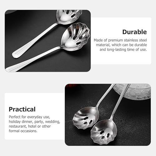Miniatura 9 de Colador de acero inoxidable con ranuras, 2 piezas, cucharas de servir reutilizables, colador de cóctel, utensilios de servir reutilizables,