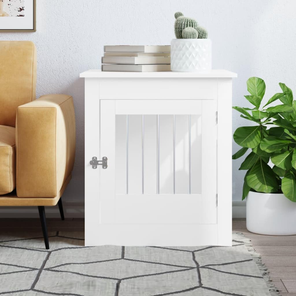 Refined Jaula para Perros Madera de ingeniería Blanco 64,5x80x71 cm